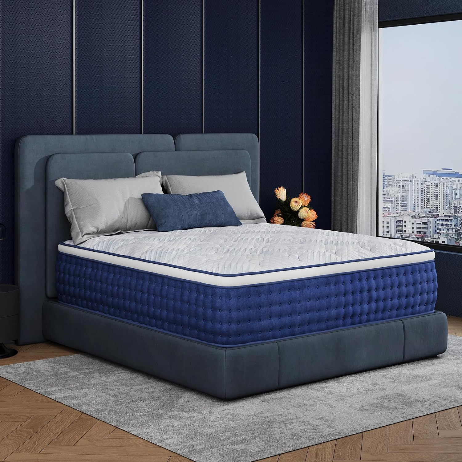 Detalle 2 de CH CHARME HOUSE 12 Inch Blue N Queen Hybrid Mattress, Medium Feel