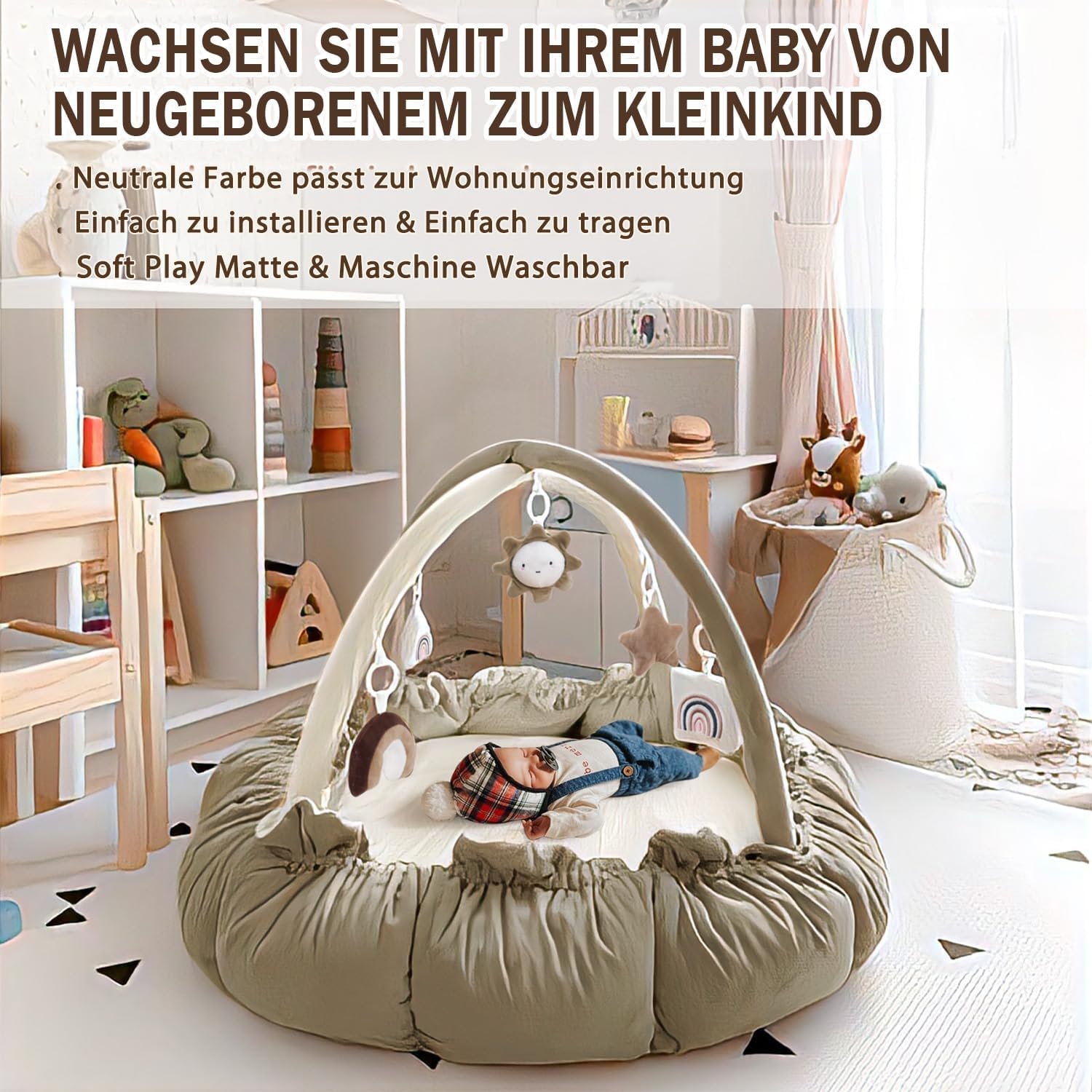 Detalle de Mallify 5-in-1 Baby-Spielbogen Braun