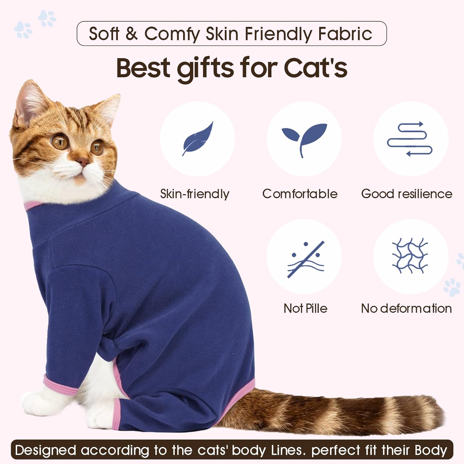 Thumbnail 6 de OUOBOB Sphynx Cat Recovery Suit – soft anti-licking & hair control bodysuit for after surgery (Blue, 2XL)