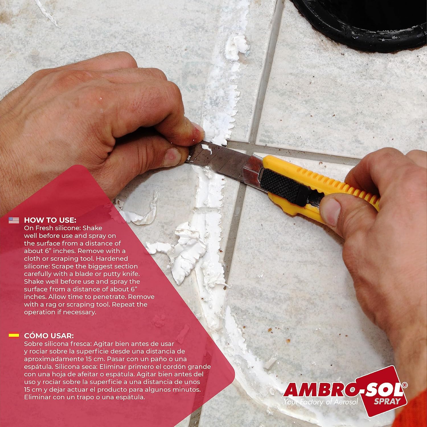 Detalle 1 de Ambro-Sol P301 Dissolve Silicone – Spray en Gel pour enlever silicone et résidus sans abîmer les surfaces