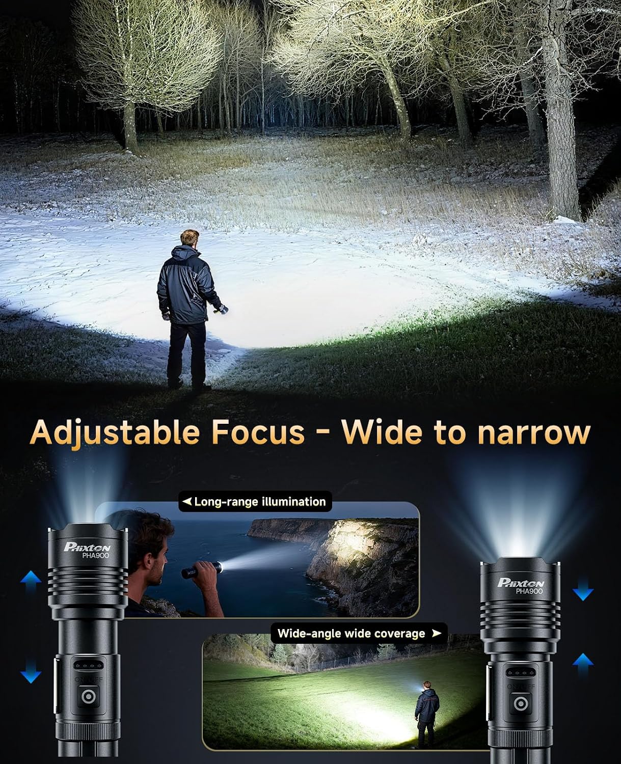 Detalle de PHIXTON PHA900 Rechargeable Flashlight 2-Pack with USB-C and Red Light