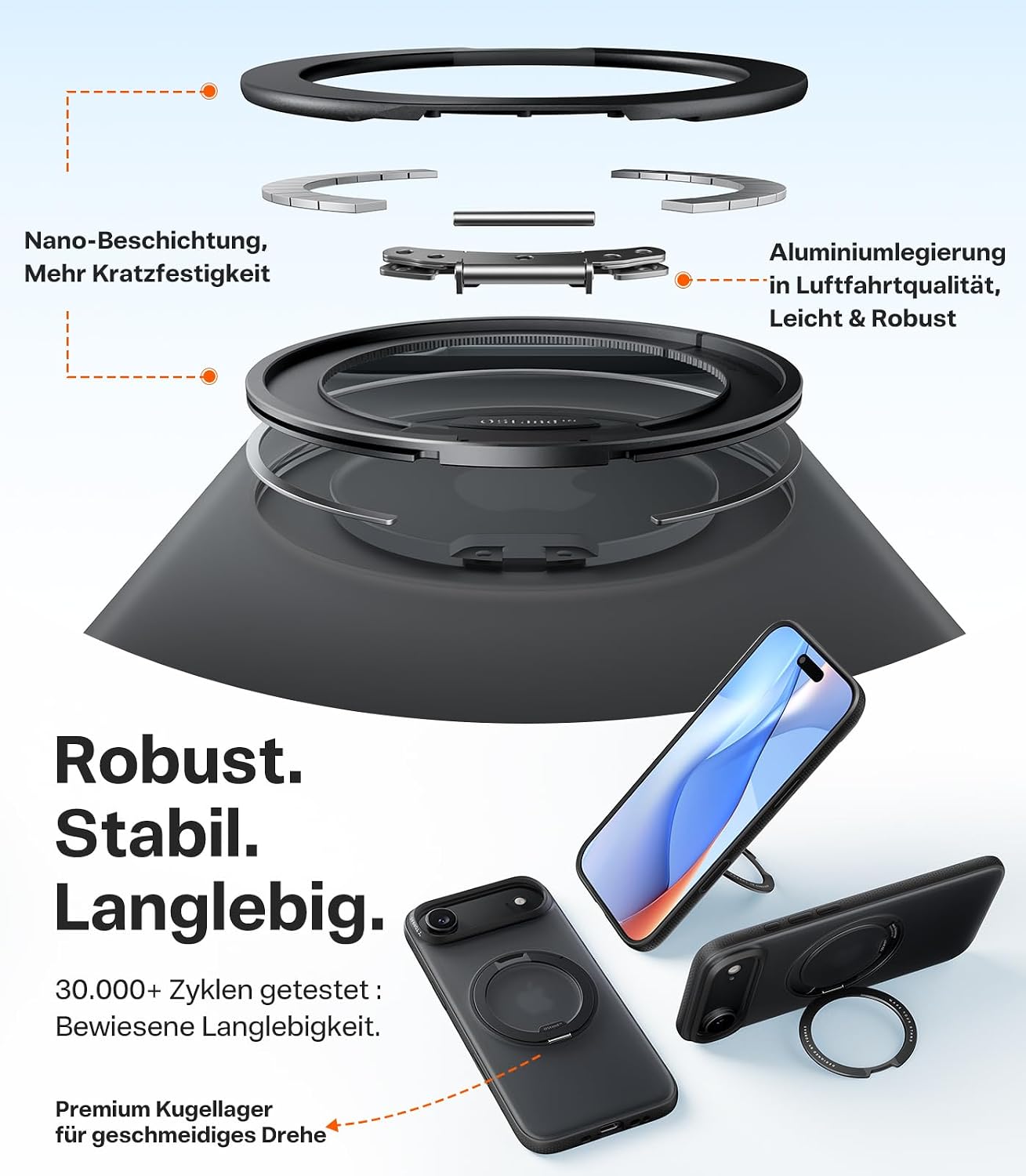 Thumbnail 2 de TORRAS 360° Ostand O3 Fitness für iPhone 17 Air Hülle – Flexibler Magnetischer Ständer mit Militärschutz