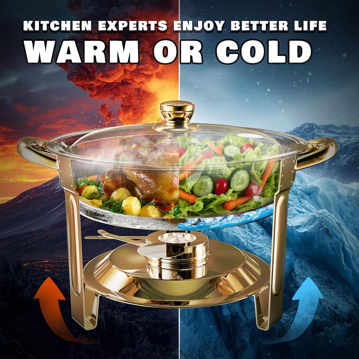 Thumbnail 6 de Trivico Chafing Dishes for Buffet Set (4 Pack, 6QT) Stainless Steel Food Warmers with 30-Second Lid Assembly