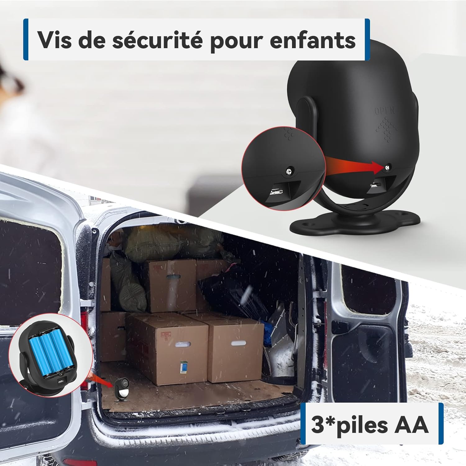 Thumbnail 3 de CPVAN Alarme Détecteur de Mouvement intérieur sans Fil – 125 dB, contrôlable à distance, autonomie par piles AA