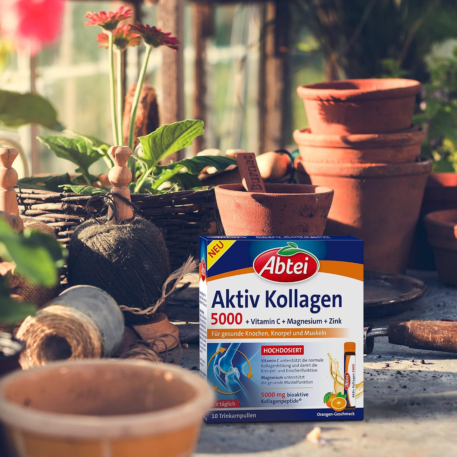 Detalle de Abtei Aktiv Kollagen 5000 Trinkampullen mit Vitamin C, Magnesium und Zink (laborgeprüft, zuckerfrei) – 1×10 à 25 ml