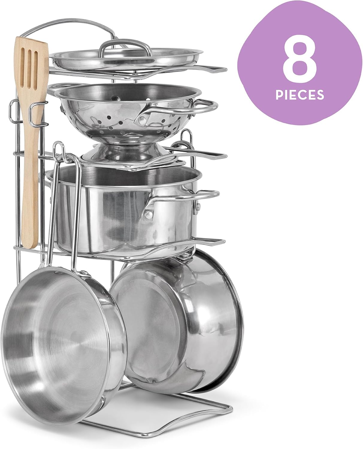 Detalle de Melissa & Doug 8 Piece Stainless Steel Play Cookware