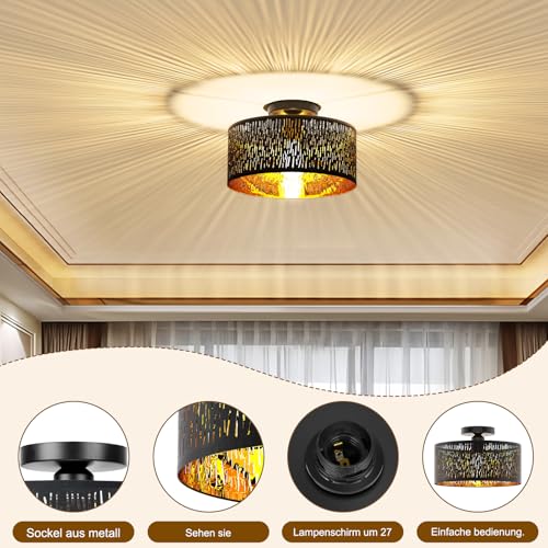 Detalle de FRIDEKO HOME Deckenlampe Schwarz Durchbrochener Rund Ø30cm Deckenleuchte