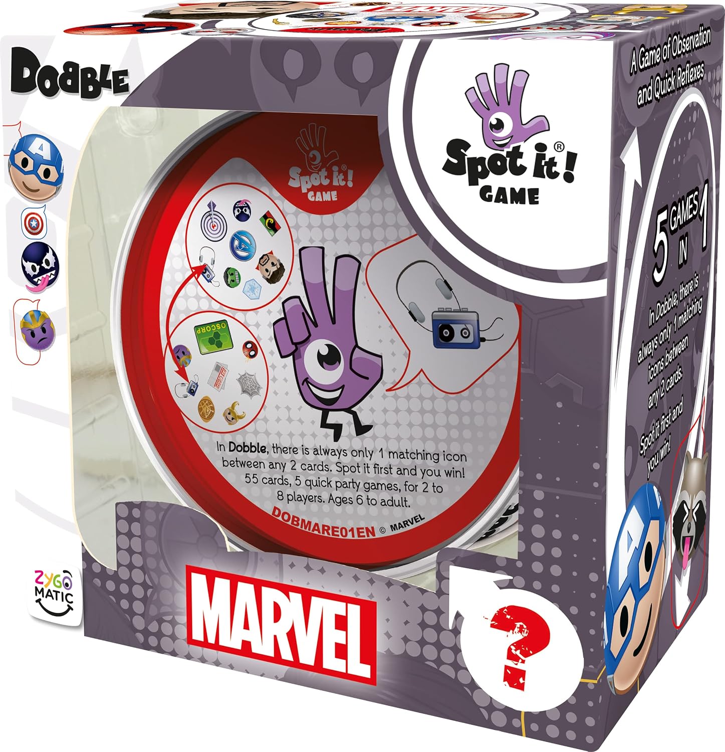 Thumbnail 1 de Asmodee Dobble Marvel Emoji family card game 🎲