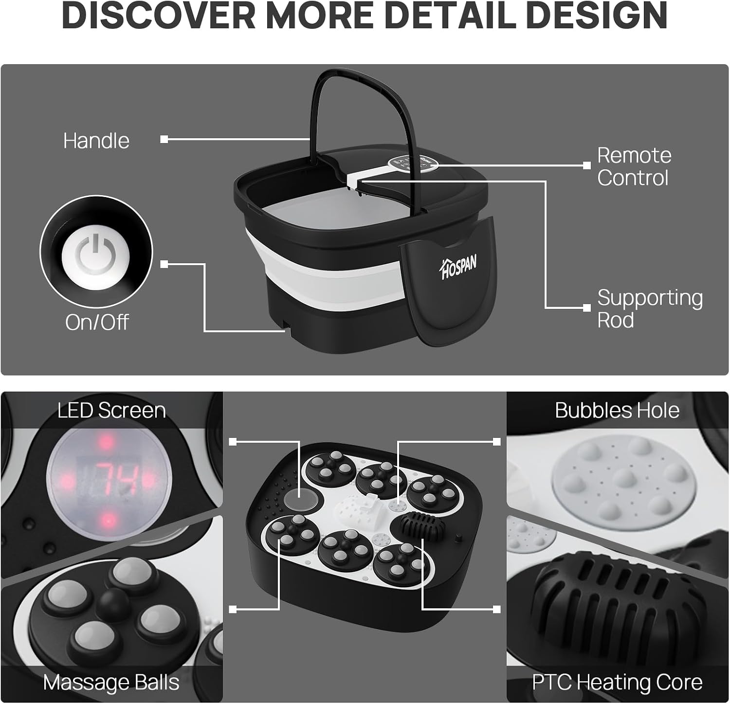 Detalle 1 de Collapsible Foot Spa with 24 Massage Balls