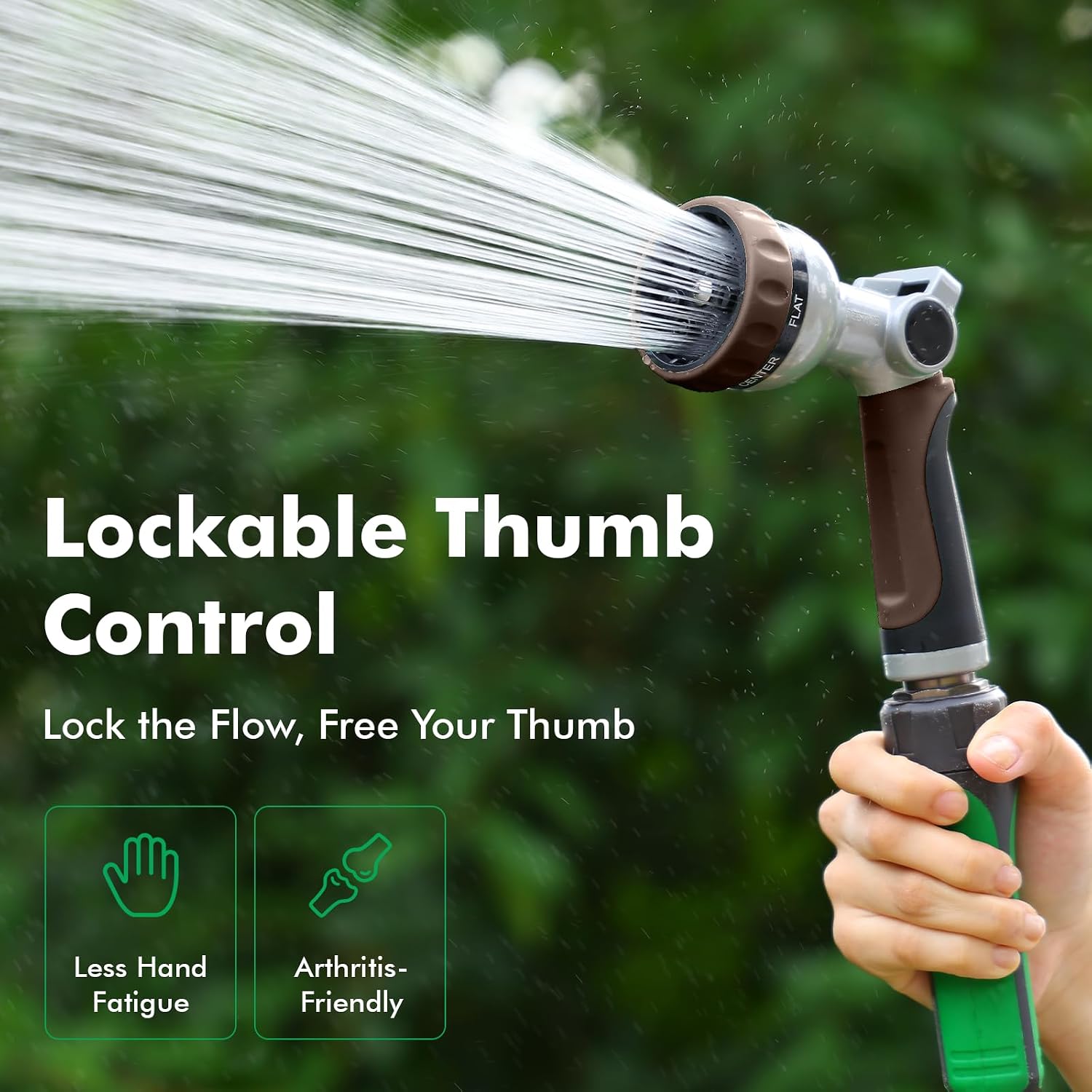 Thumbnail 6 de RESTMO O-HN-2T-BN Metal Garden Hose Nozzle, 7 Spray Patterns, Thumb Control