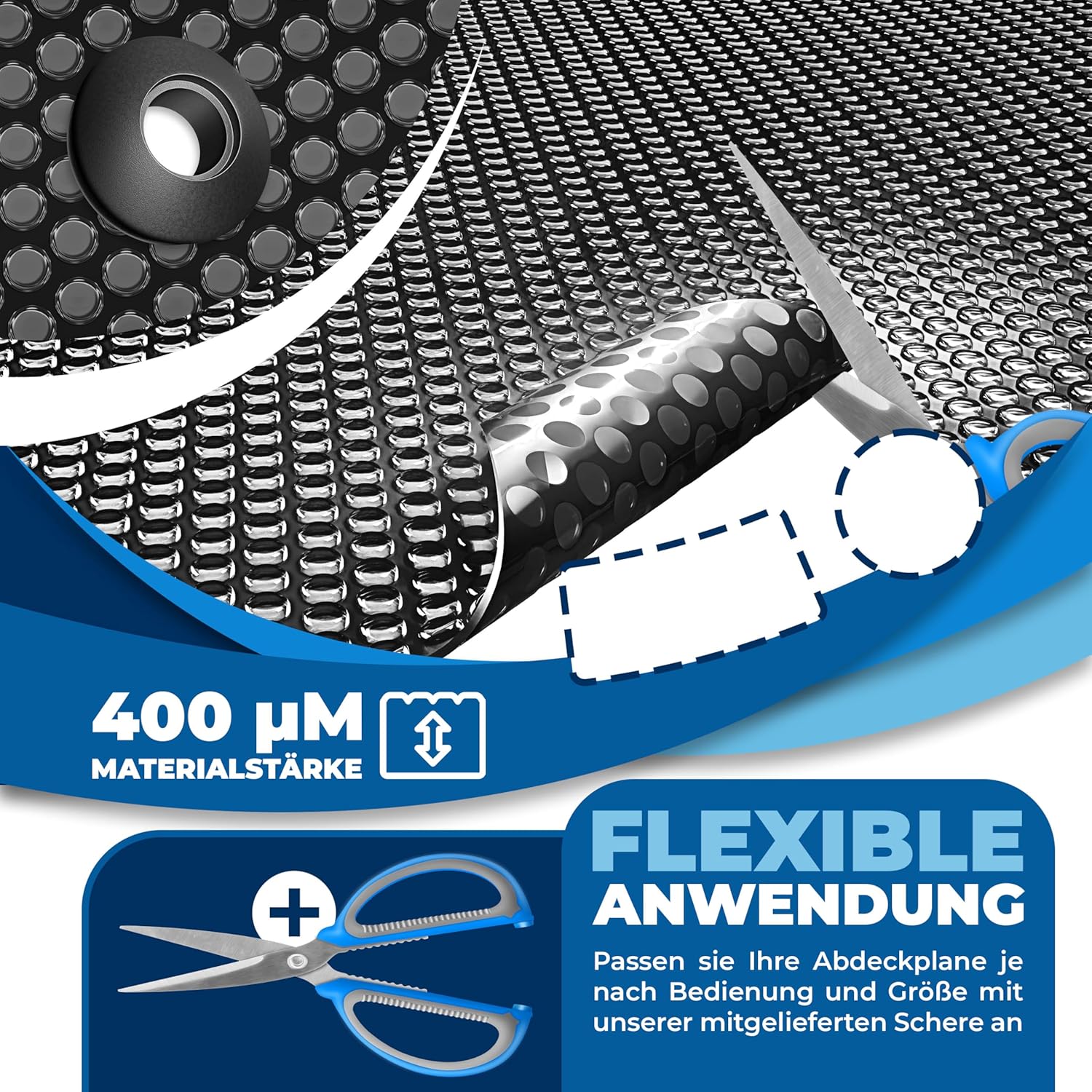 Thumbnail 1 de KESSER Pool Solarabdeckplane Rund Ø 457 cm – Solarfolie 120 µm inkl. Lochzange, Ösen & Abroller-Tipp