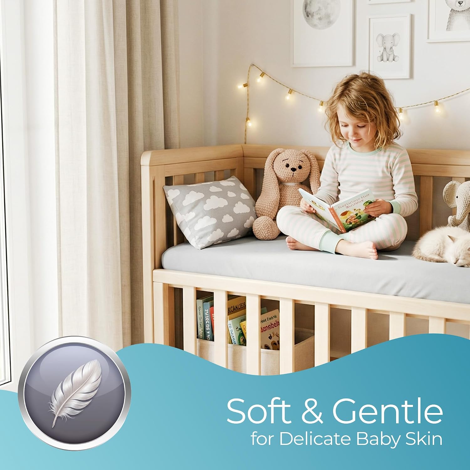Thumbnail 2 de Grey Cot Sheets 120x60cm Fitted – 2 Pack, 100% Organic Cotton
