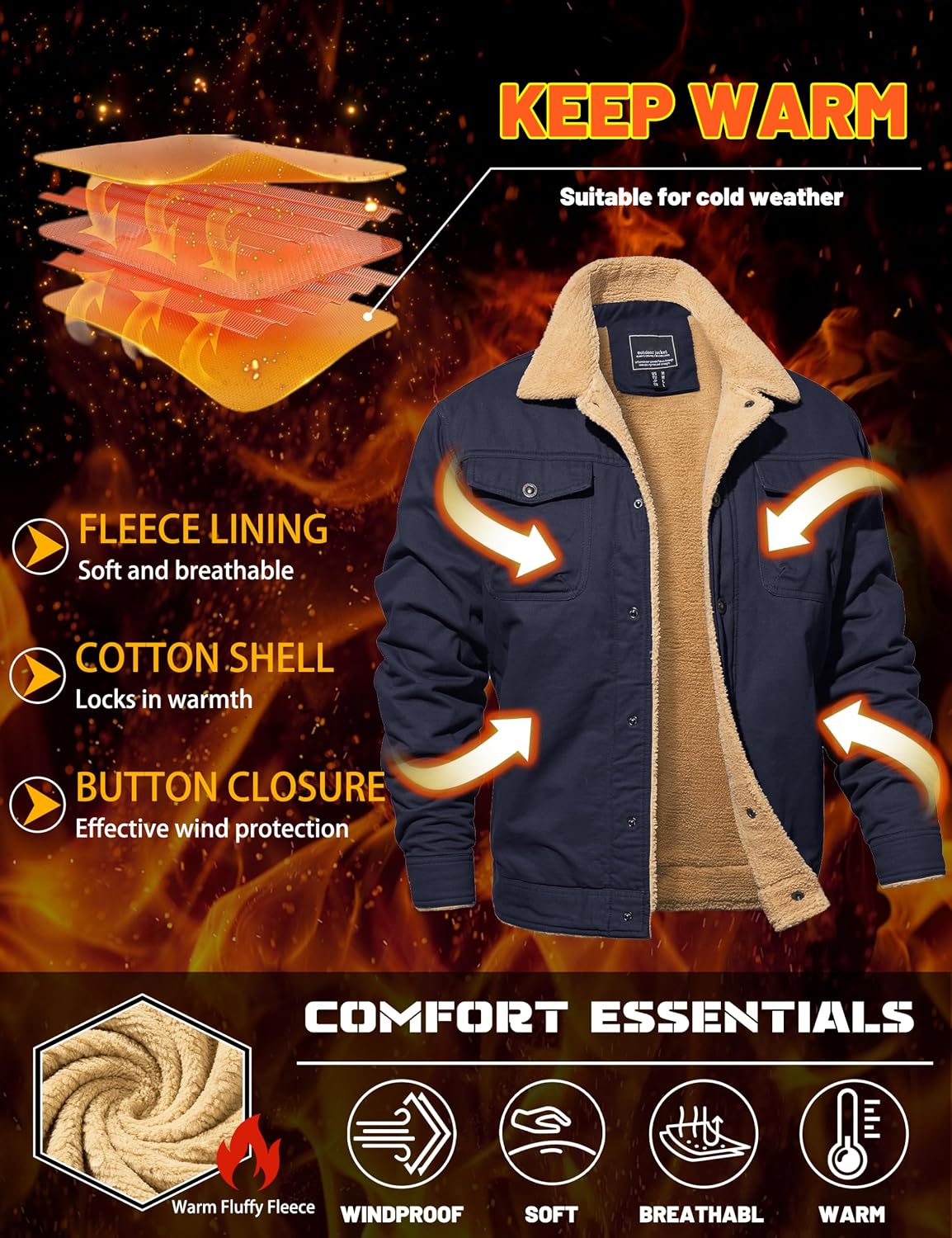 Thumbnail 3 de MAGNIVIT MT-378 Men’s Sherpa-Lined Cotton Winter Jacket