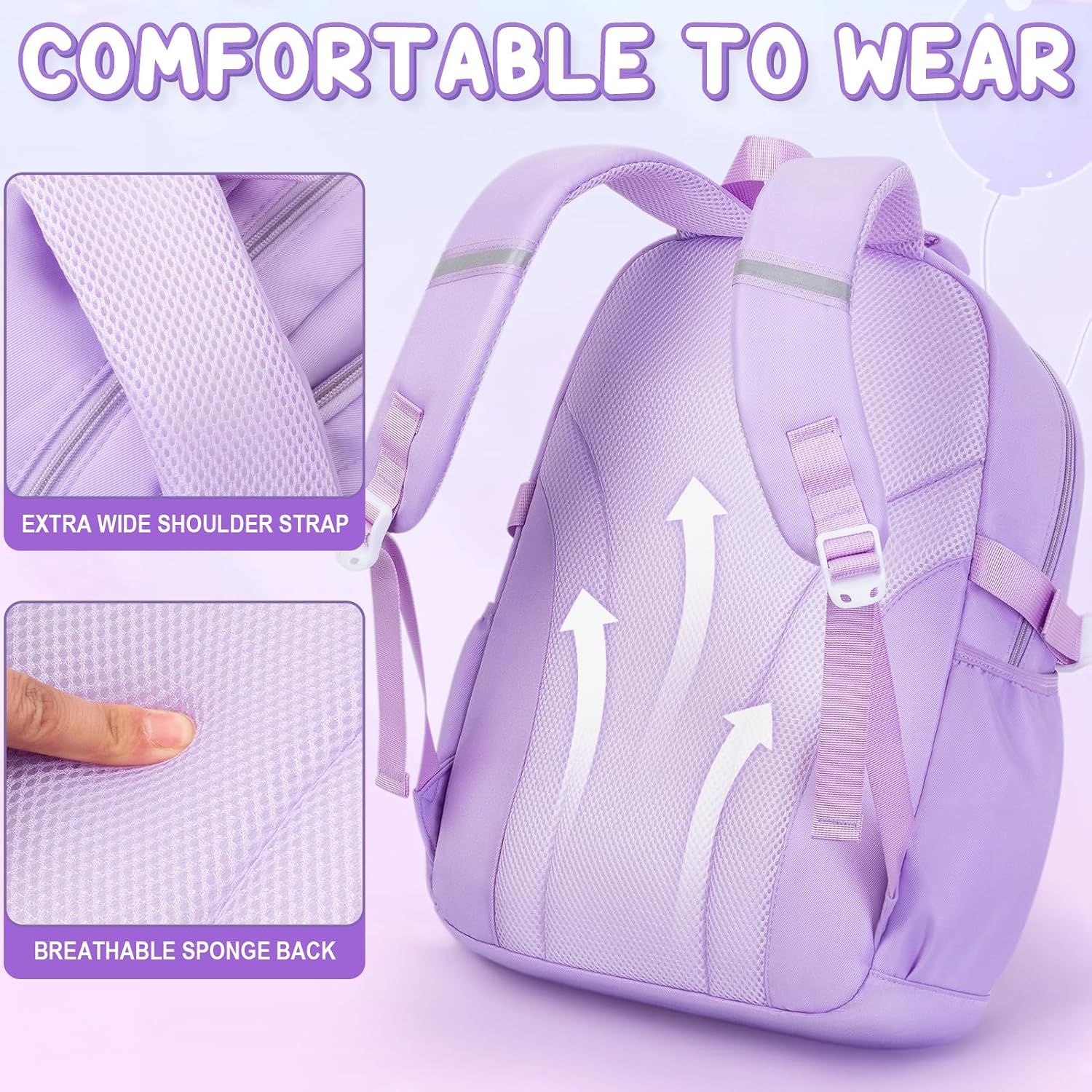 Detalle de Fimibuke 3-Piece Girls' Backpack Set: Waterproof School Bag, Insulated Lunch Box & Pencil Case