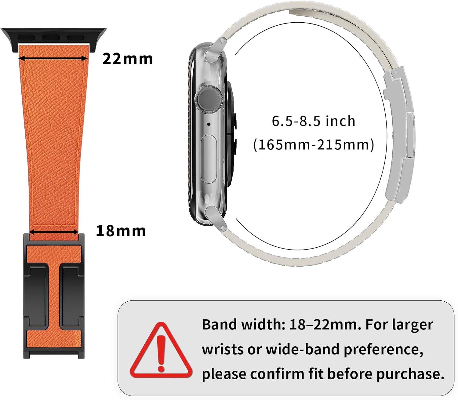 Detalle de Leather Watch Band with Magnetic Buckle for Apple Watch Ultra – Dressy, Rugged Leather Replacement Strap