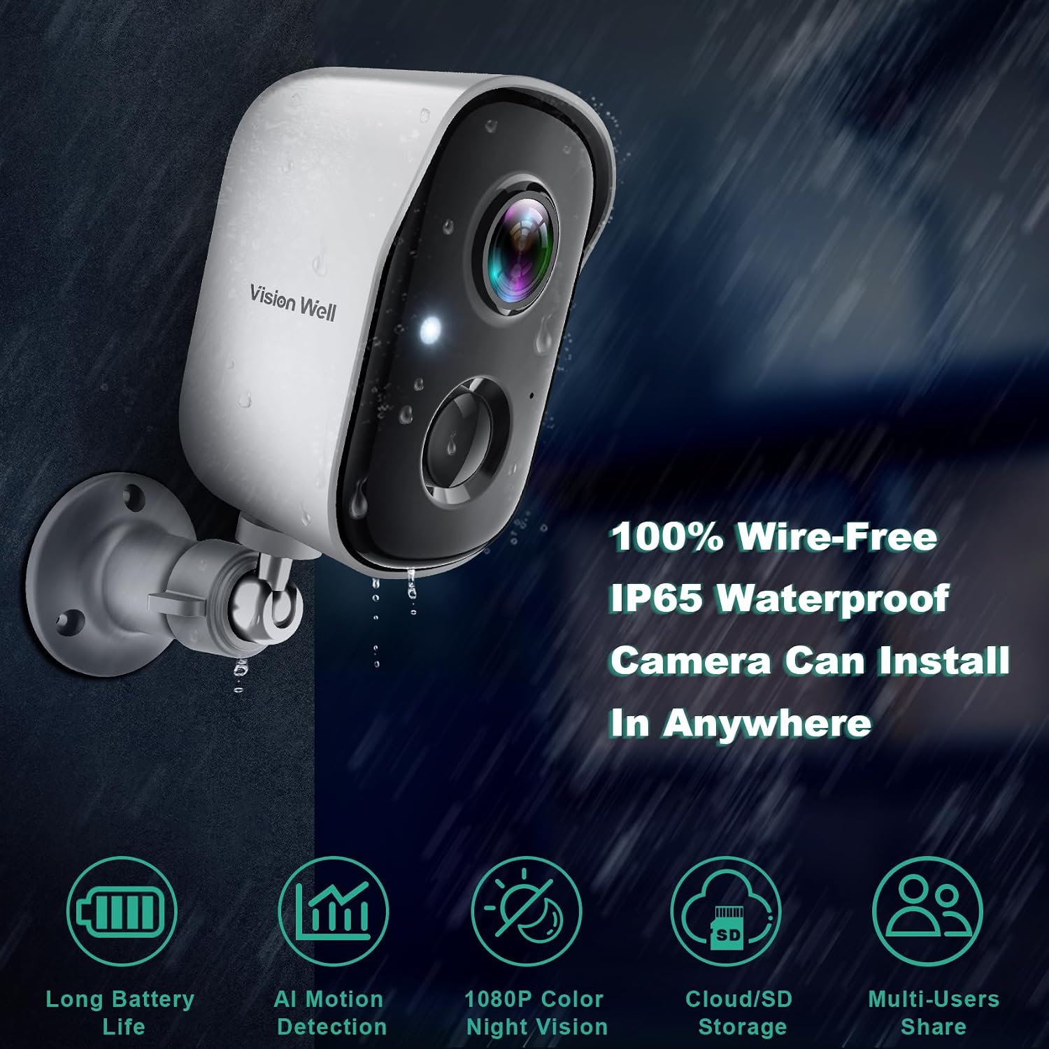 Detalle 2 de Wireless Outdoor Security Camera, Battery-Powered
