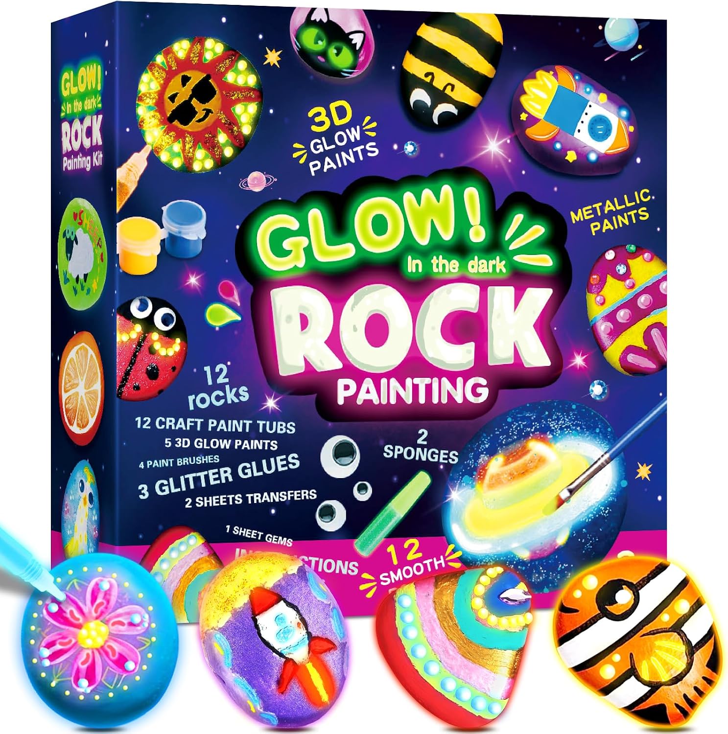 Detalle de Kit pintura piedras para niños 4-12 años