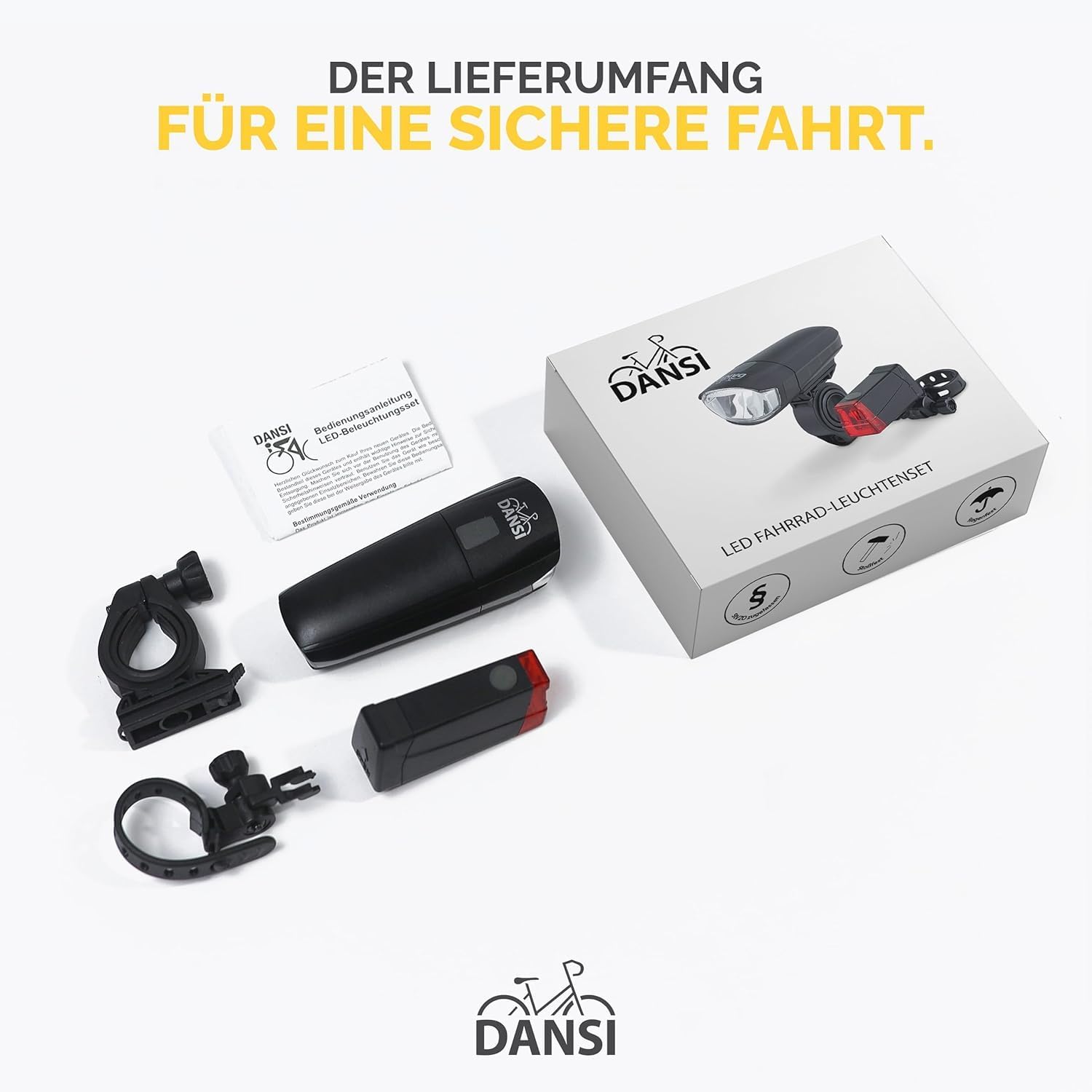 Thumbnail 6 de DANSI Fahrradleuchten-Set StVZO I LED-Fahrradlicht – Front und Rücklicht, 30/15 Lux
