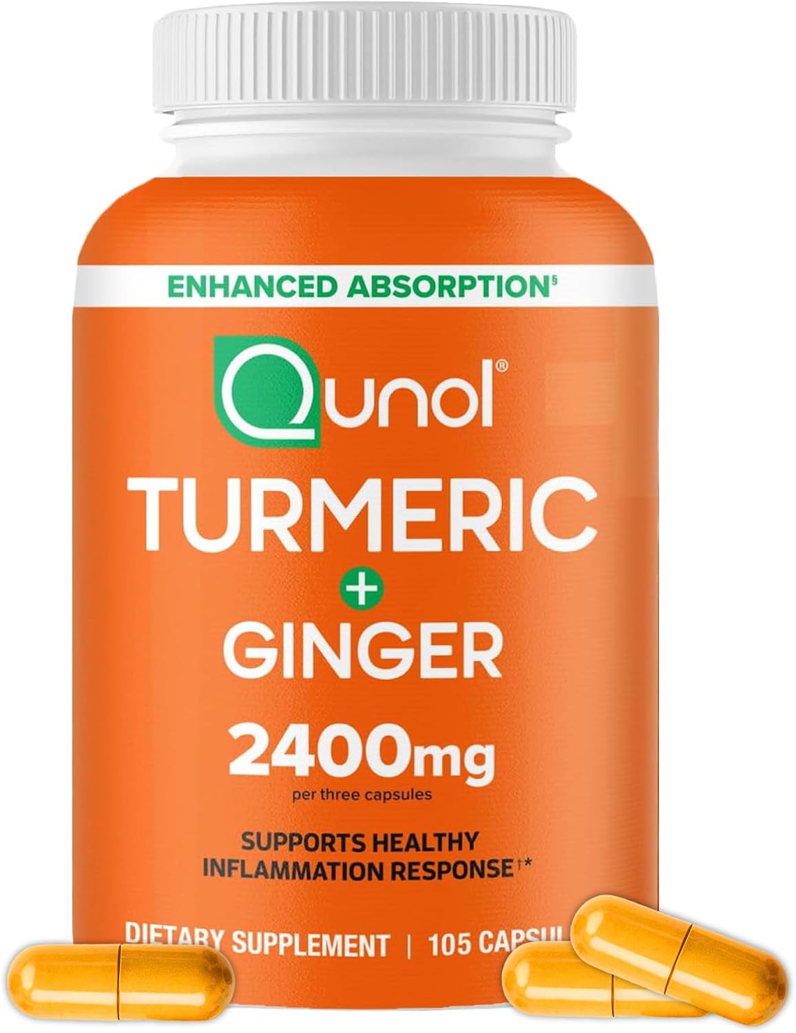 Detalle de Qunol Turmeric + Black Pepper & Ginger, 2400mg Curcumin Supplement, 105 Count