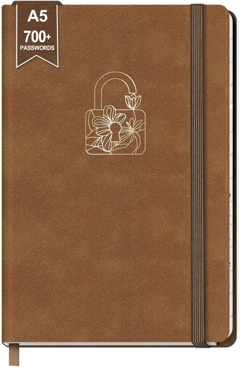Detalle de BIROYAL A5 Passwort Buch Deutsch – Passwortbuch mit Register A-Z, Platz für 700+ Passwörter