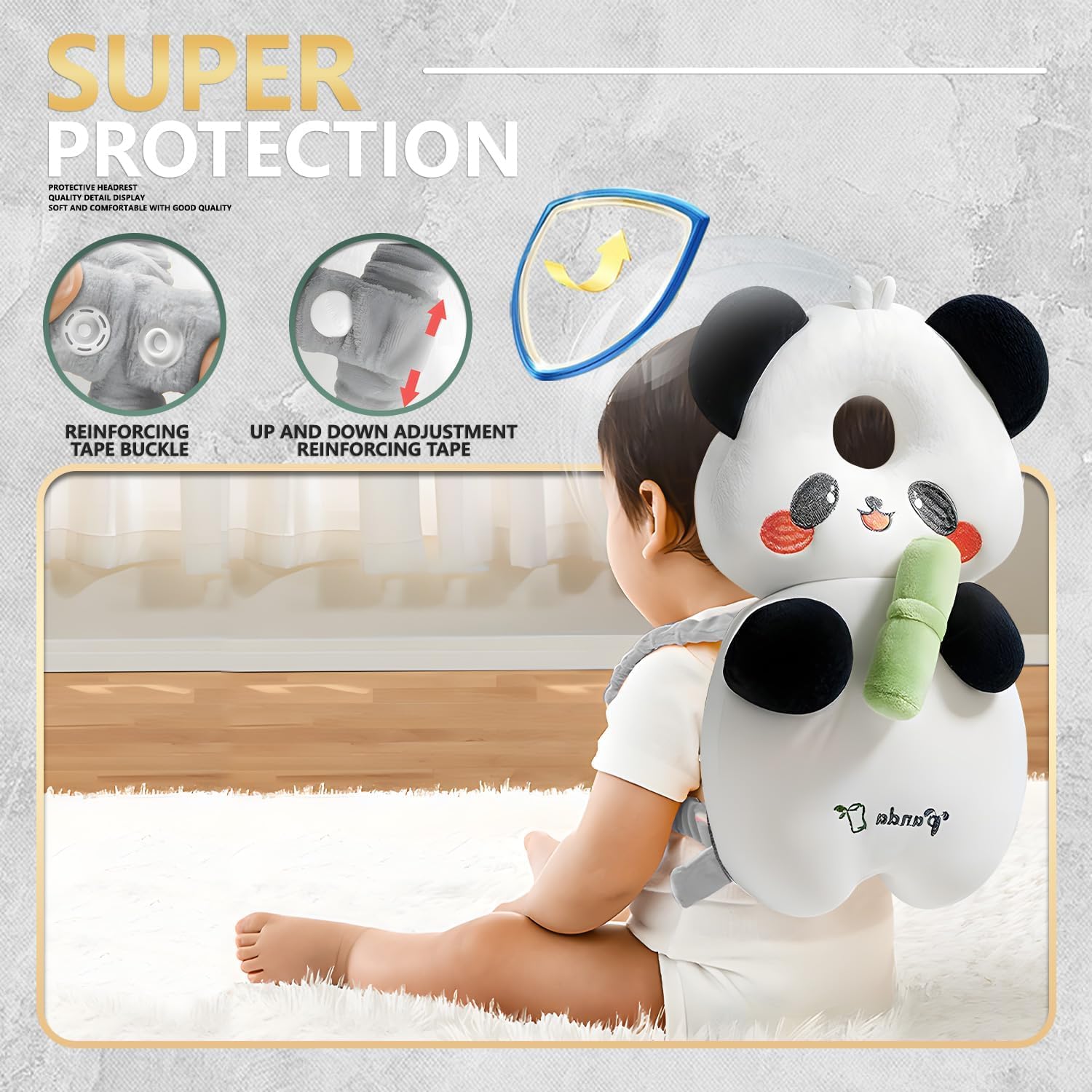 Detalle de Bambebe Panda Head Protection Pillow for Toddlers (4–24 Months)