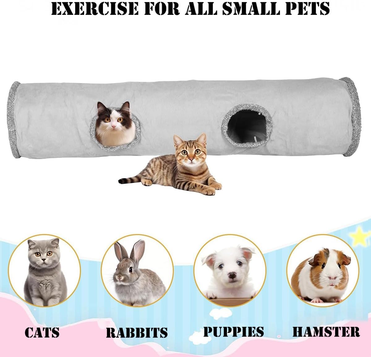 Detalle de ZYYRSS collapsible cat tunnel 30x130cm