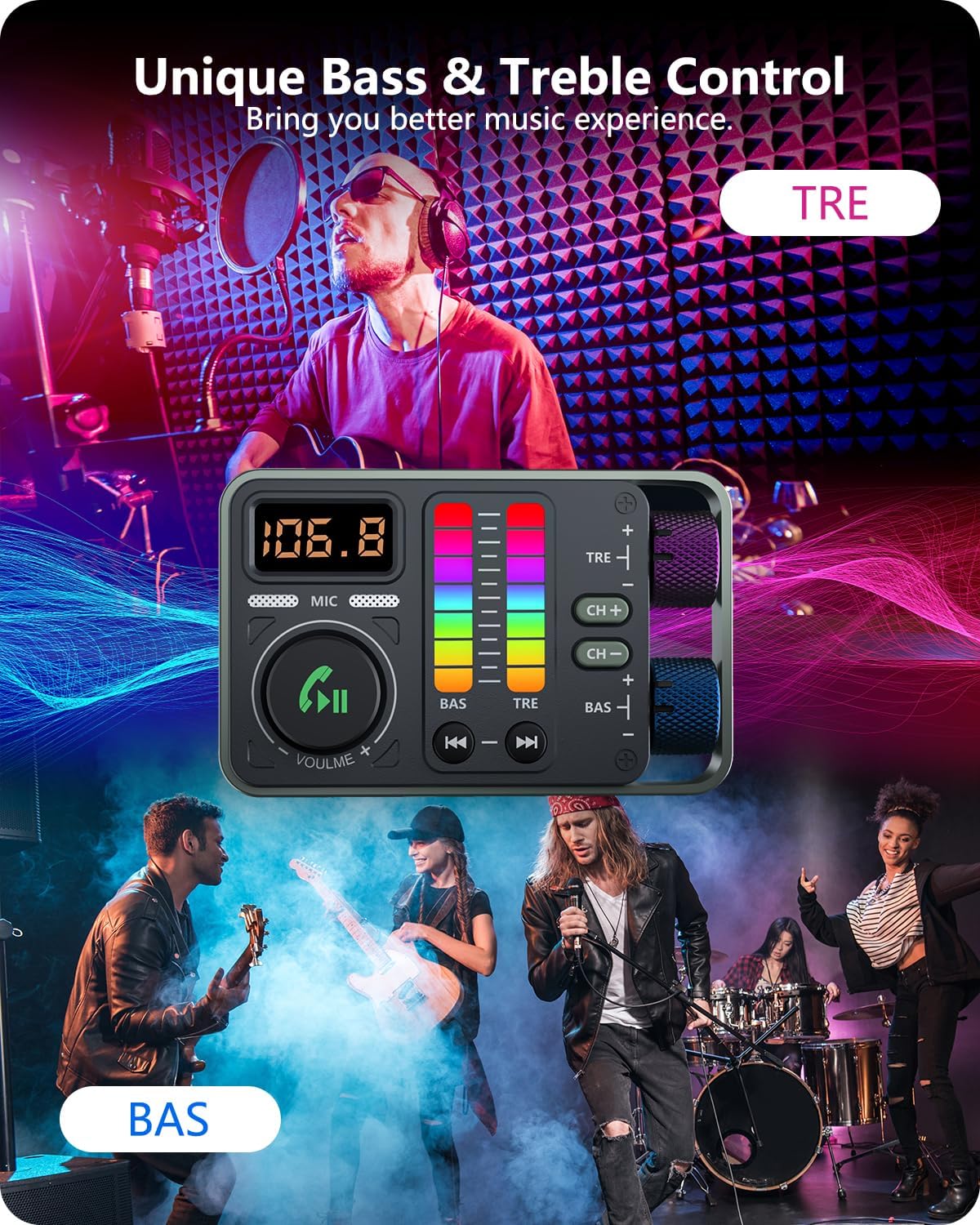 Detalle 2 de LENCENT Transmisor FM Bluetooth 5.3 PD 20W