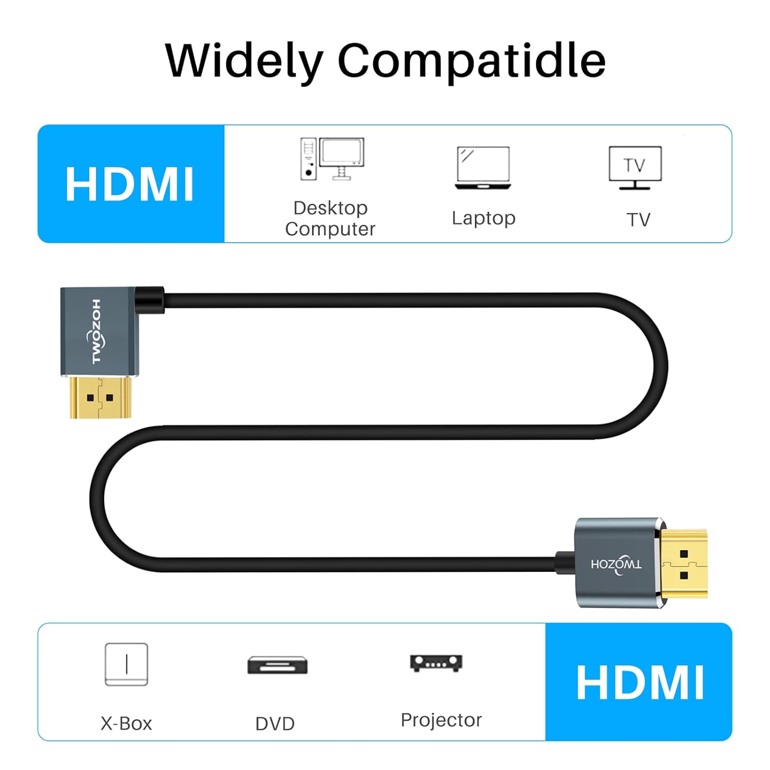 Thumbnail 5 de Twozoh Flexible HDMI Cable Left Angled 90° 3M — Ultra-thin, 4K@60Hz
