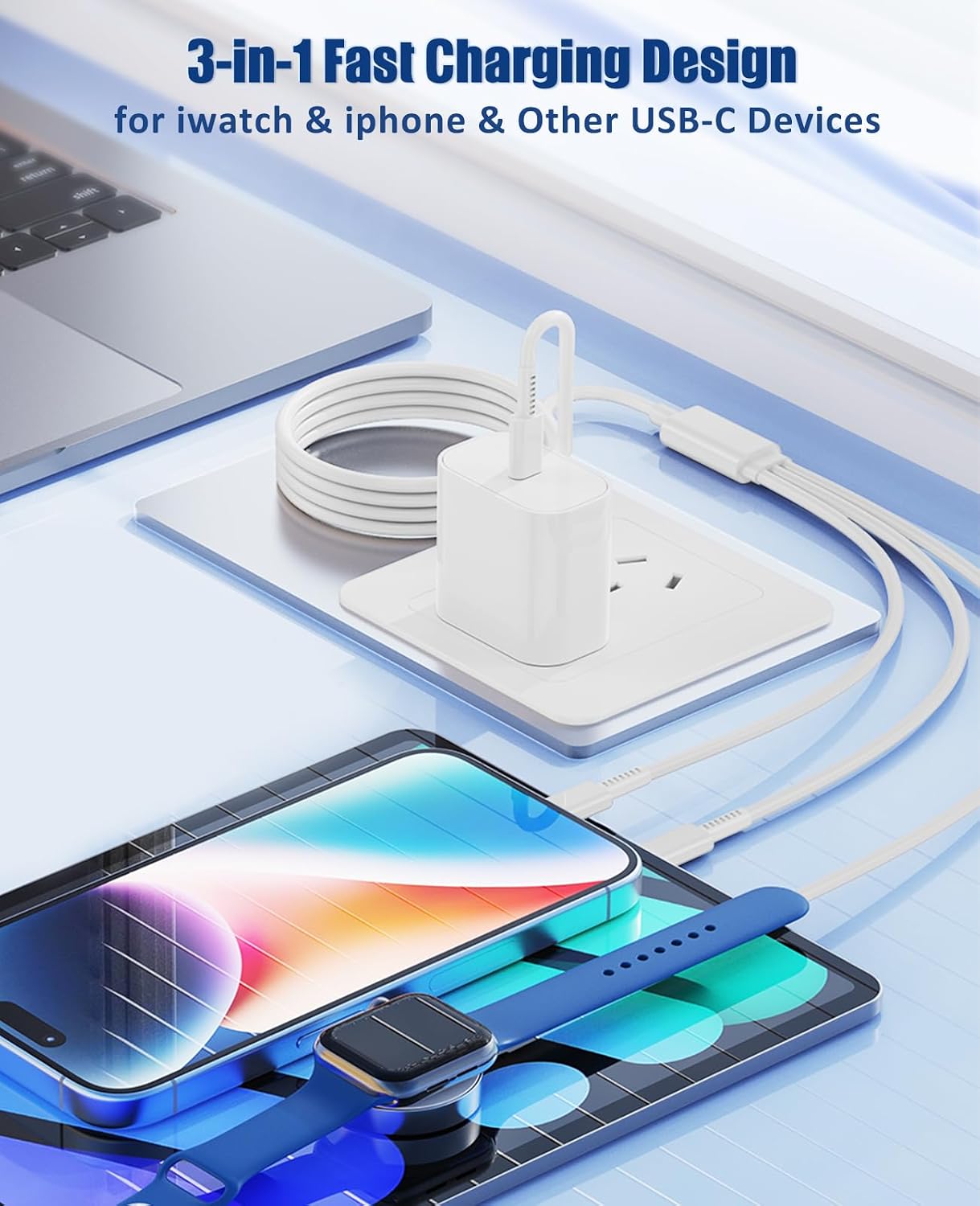 Detalle 2 de 3-in-1 Apple Watch Charger 6ft