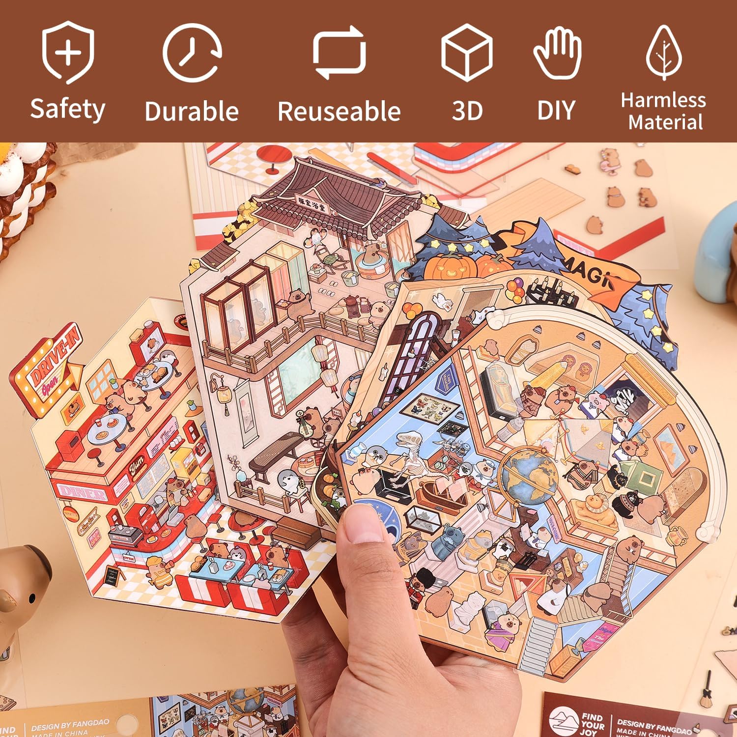 Thumbnail 1 de Girls 3D Miniature Scene Stickers 4 Sets 🧩