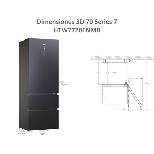 Thumbnail 2 de Haier 3D 70 Series 7 HTW7720ENMB: Frigorífico Combi con Direct Access, WiFi y Humidity Zone