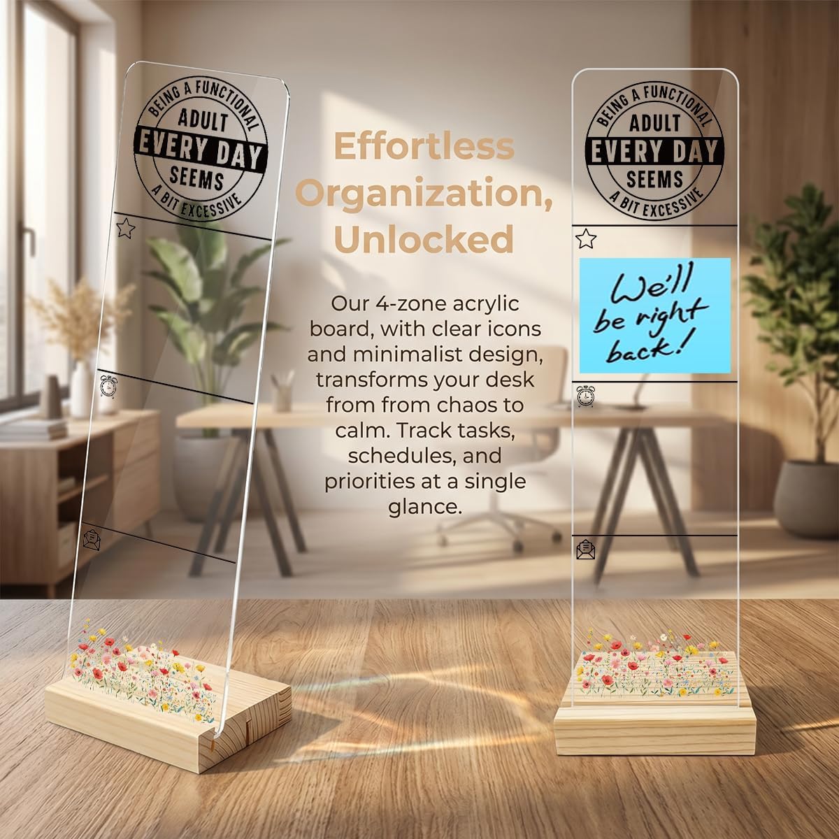 Detalle de Acrylic Sticky Note Holder with Wooden Base