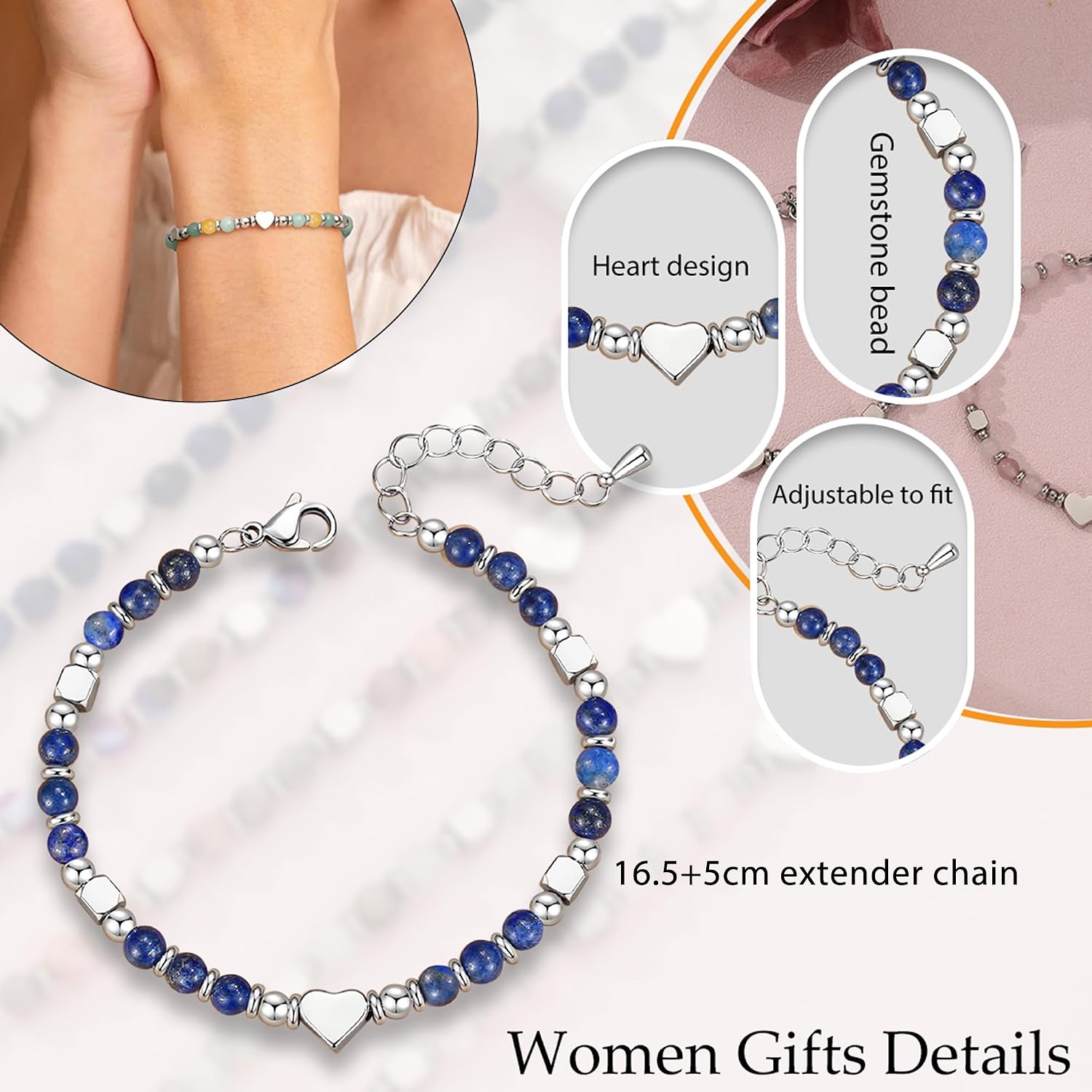Detalle 2 de Beaded Bracelet, 16+5 cm