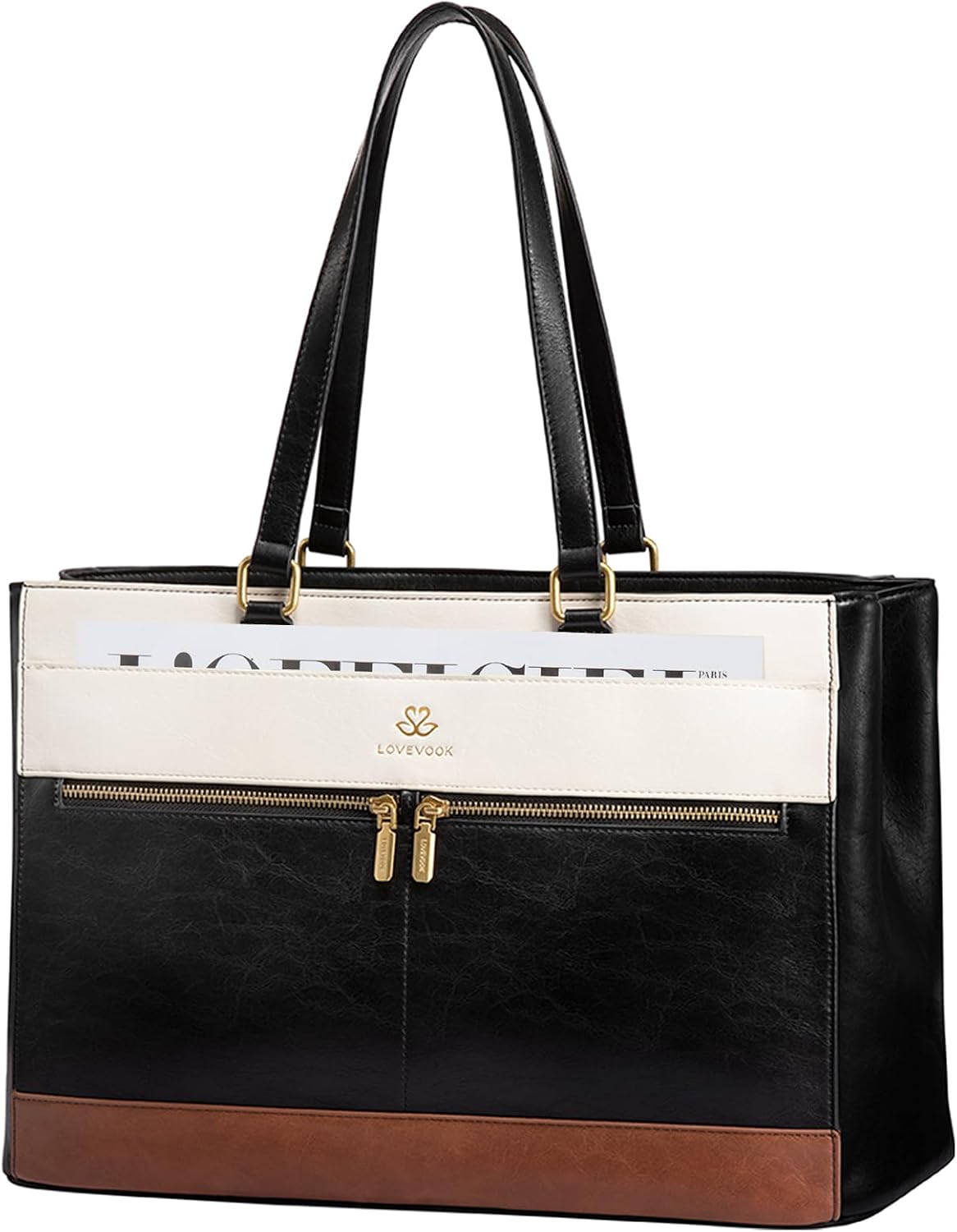 Thumbnail 6 de LOVEVOOK 17.3 Inch Laptop Tote for Women: Vintage Leather-Style Work Bag with Structured Compartments