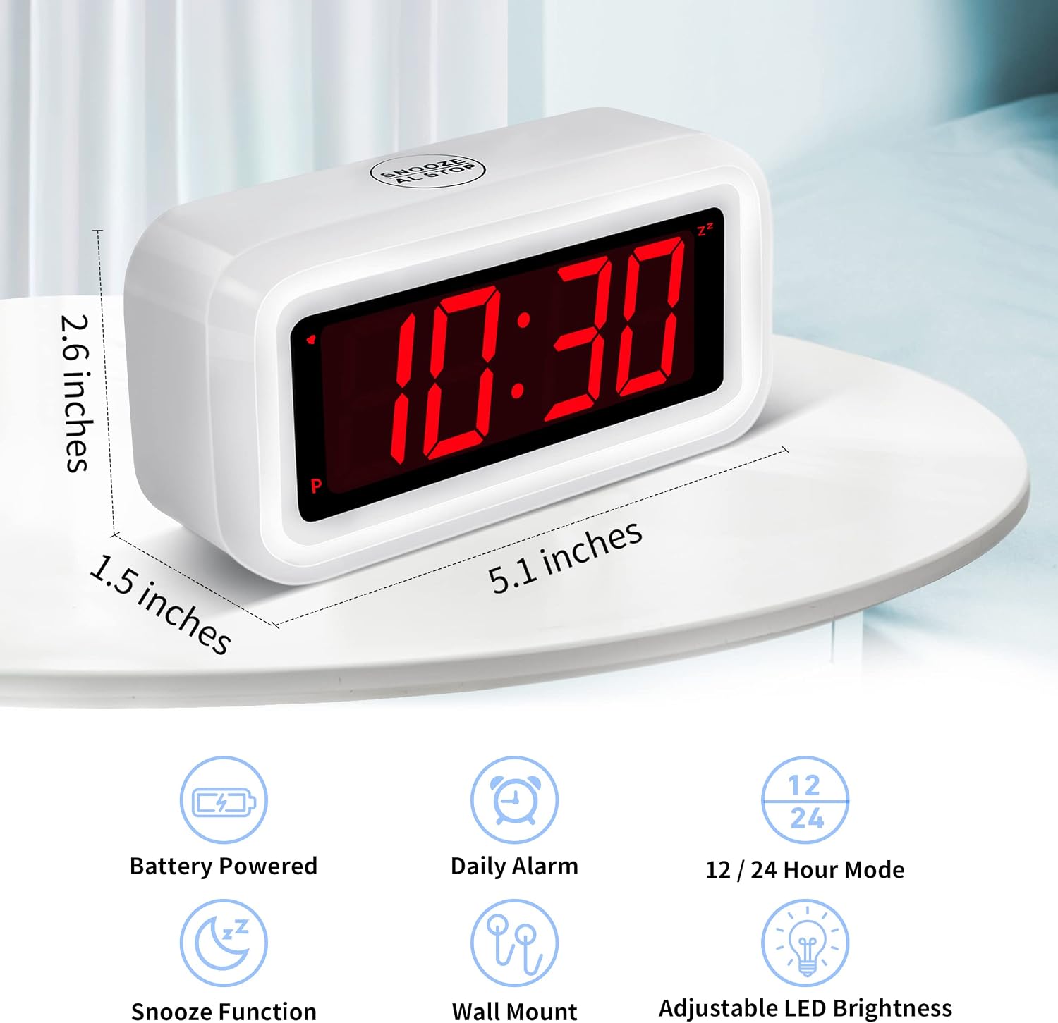 Thumbnail 1 de Digital Alarm Clock 1.2" LED Display