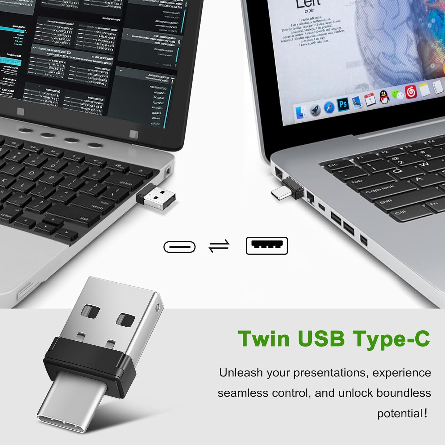 Detalle de Kuiyn K100 Wireless Presentation Clicker with USB-A/USB-C Receiver and Red Pointer