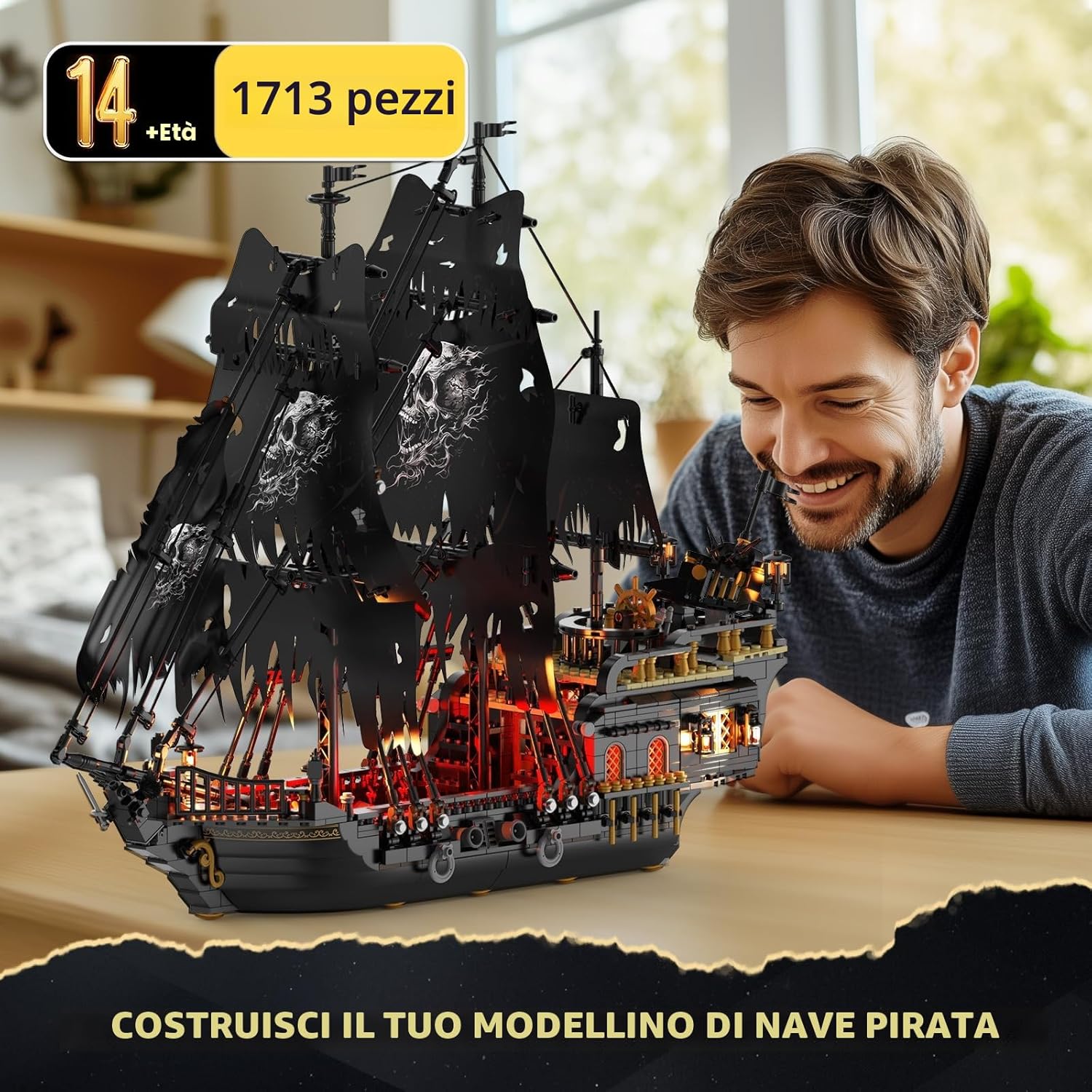 Detalle de JMBricklayer Nave dei Pirati con Luci 40002 — grande modello per battaglie marittime