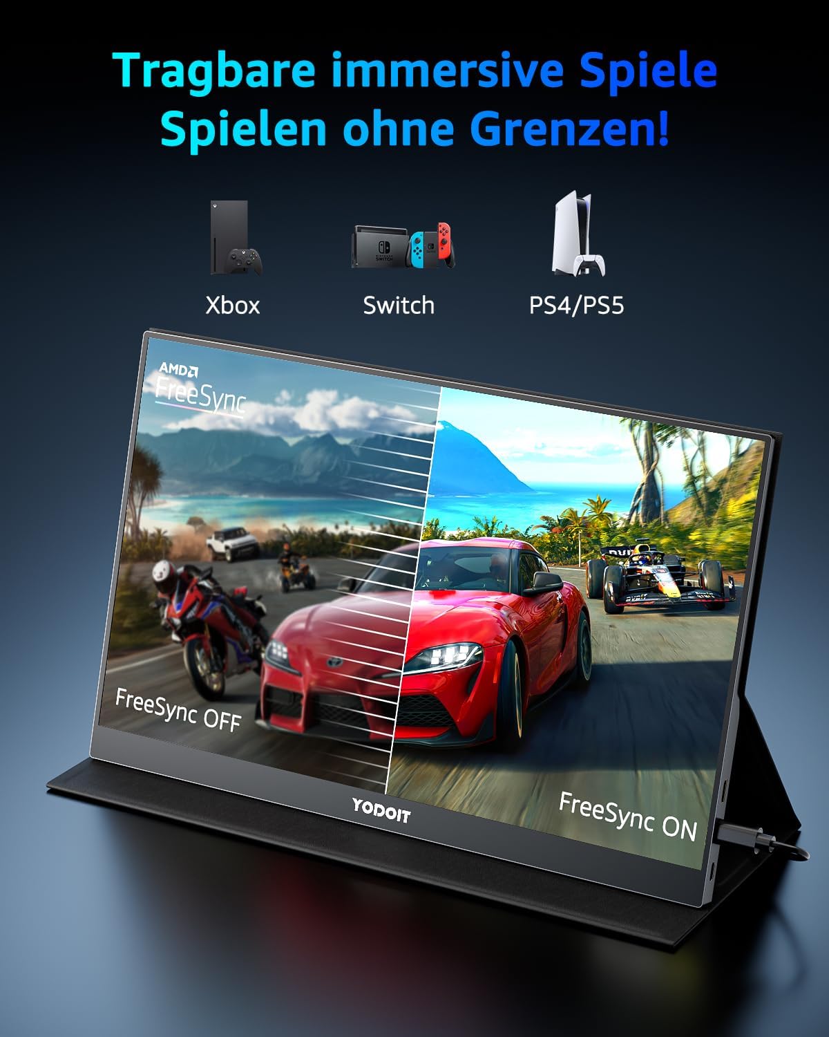 Detalle de Yodoit Portable Monitor 15,6 Zoll - 144 Hz IPS-Panel, USB-C & HDMI tragbar
