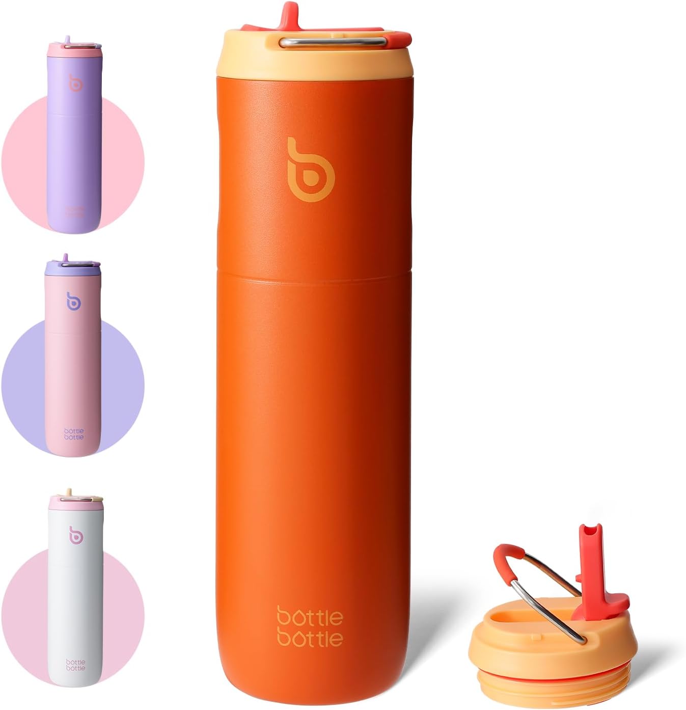 Detalle de BOTTLE BOTTLE isolierte Edelstahl-Trinkflasche 750 ml mit Strohhalm, Deckel & Griff (BPA-frei, doppelwandig)