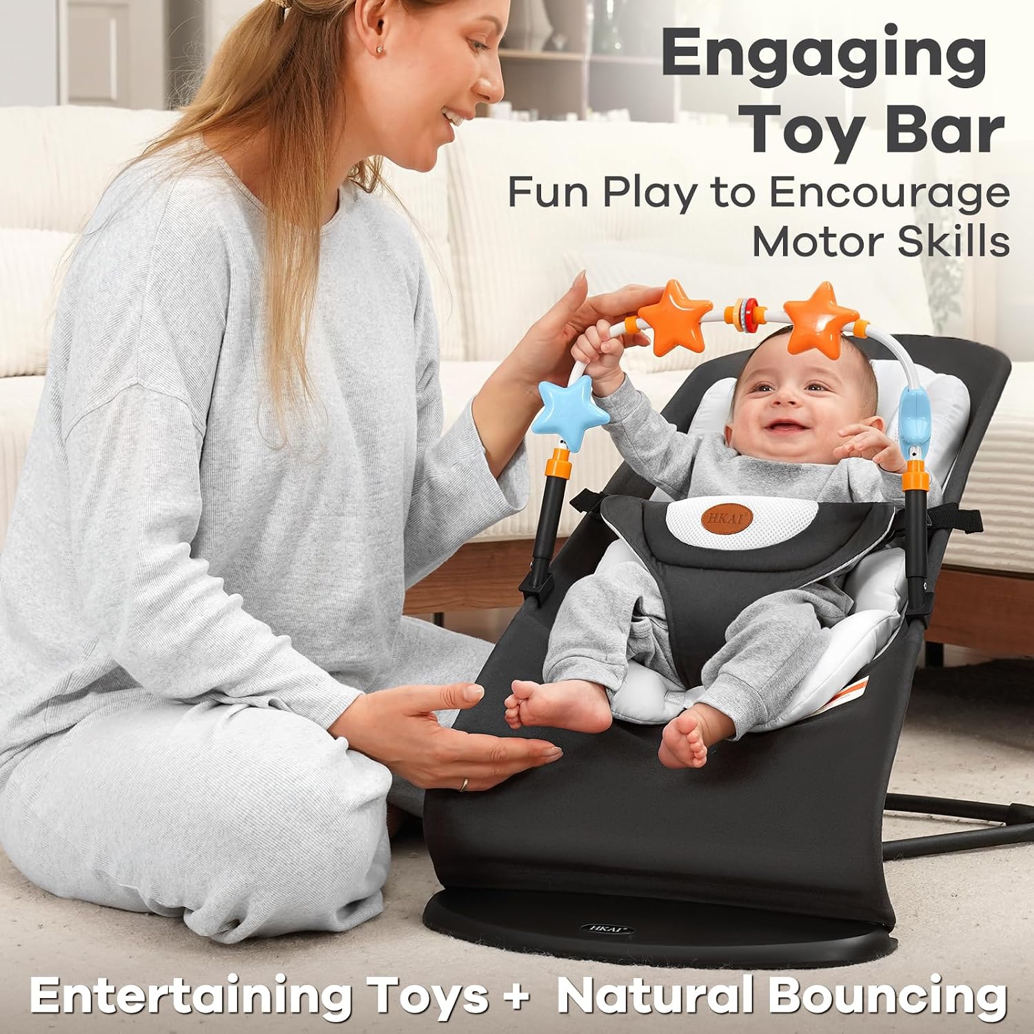 Thumbnail 6 de HKAI Baby Bouncer Seat with Toy Bar, Seat Pad, and 3-Position Backrest
