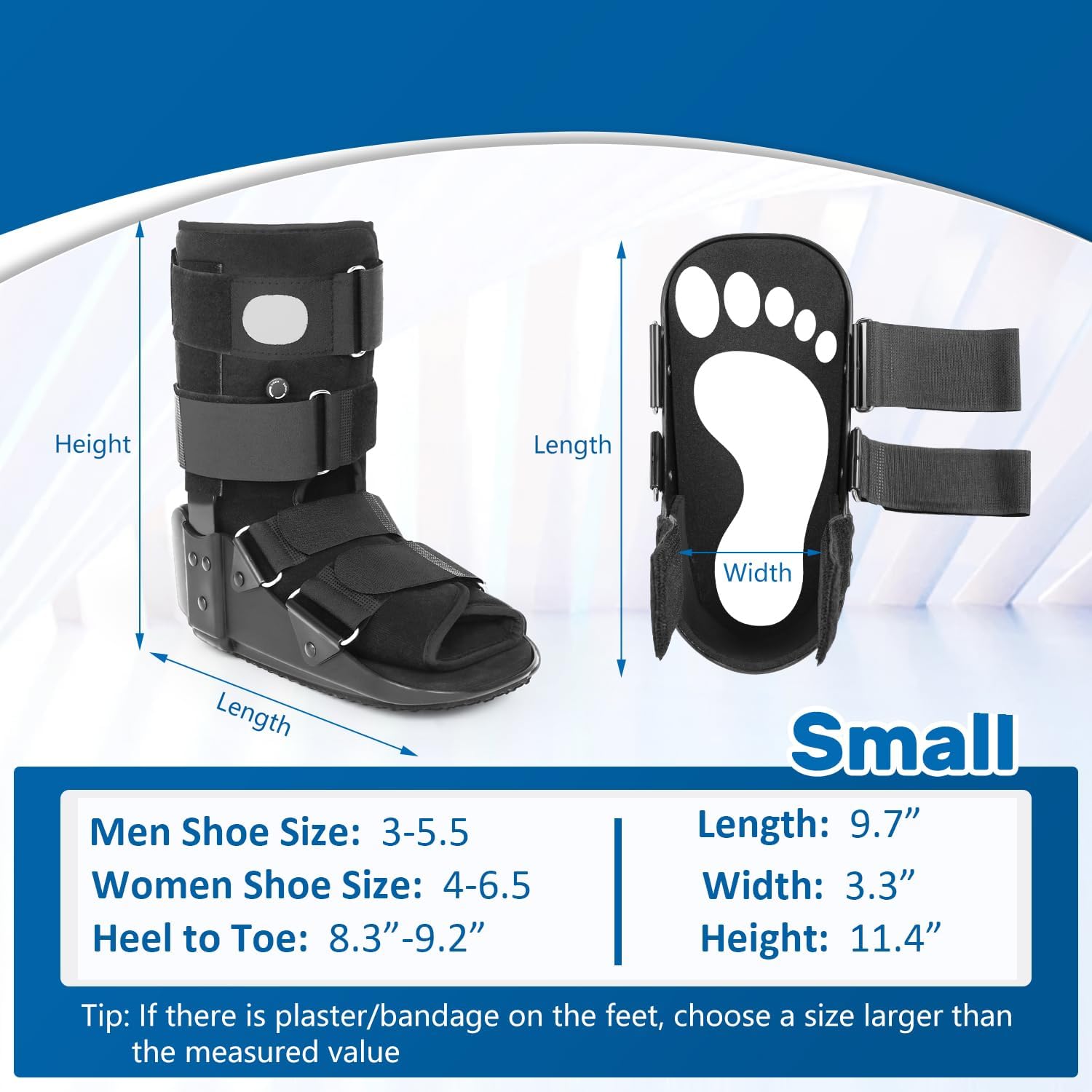 Detalle 1 de kefit OTC002 Walking Boot, Small, with Inflatable Compression and Rocker Sole