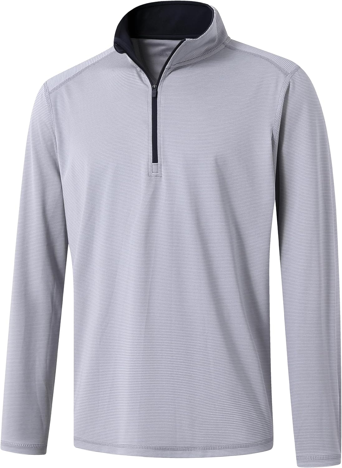 Detalle de Quarter Zip Pullover for Men with Dry Fit Stripe Mock Neck (1/4 Zip, UPF30+)
