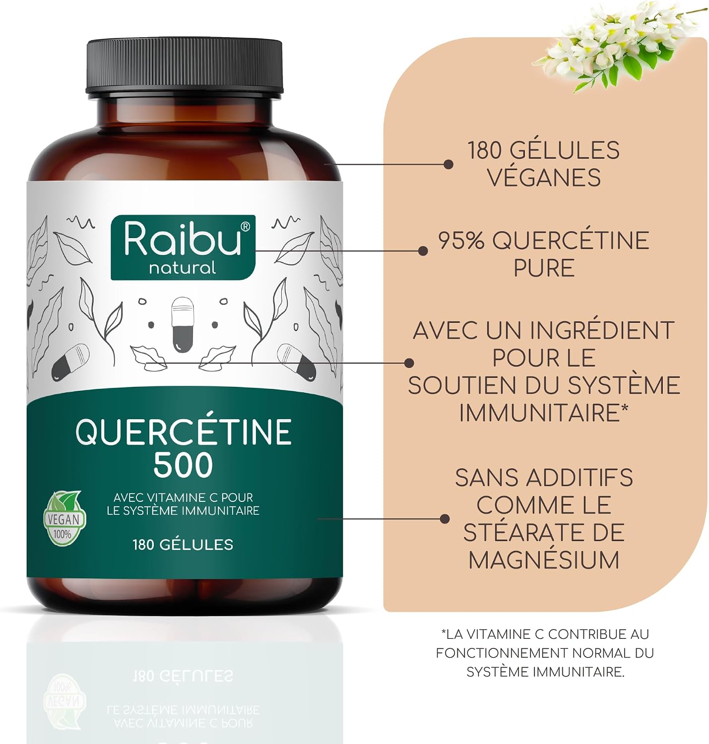 Thumbnail 2 de Raibu Quercétine 180 Gélules – 500 mg par gélule, vegan et sans additifs