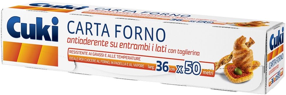 Cuki Carta Forno Antiaderente su Entrambi i Lati, con Taglierina – 36x50 cm, formato Professionale