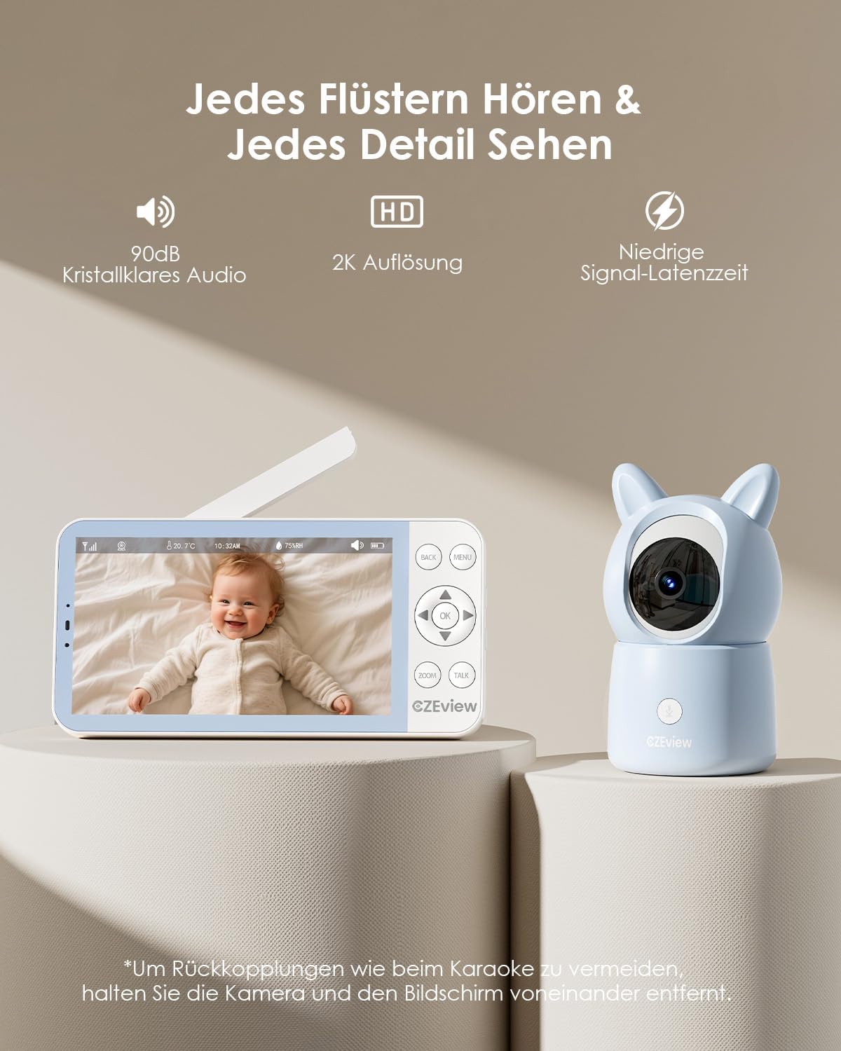 Detalle 2 de CZEview BM6 Babyphone 2K Kamera mit 5,5" Display đ¶