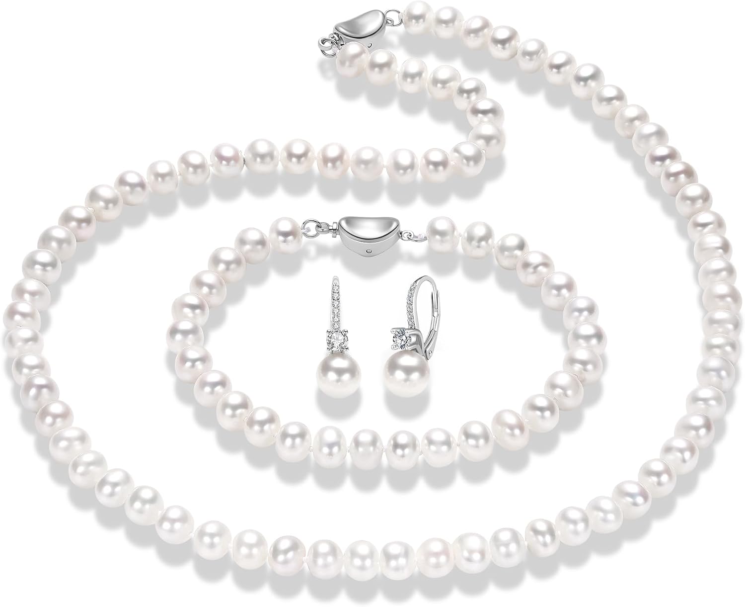 Detalle 2 de Freshwater Pearl Jewelry Set, 925 Sterling Silver