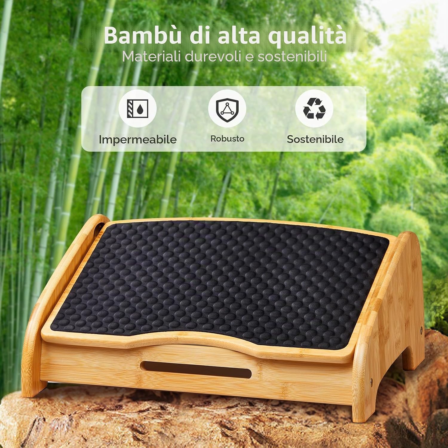 Detalle 2 de Huanuo Poggiapiedi Bamboo 4 Altezze