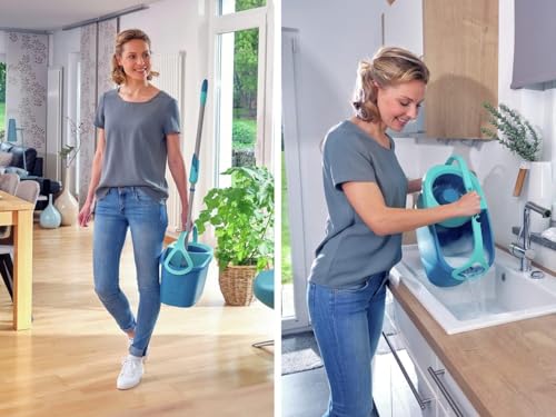 Detalle de Leifheit Clean Twist Disc Mop Ergo 2.0 (Click System) set de fregona rotatoria con palo telescópico