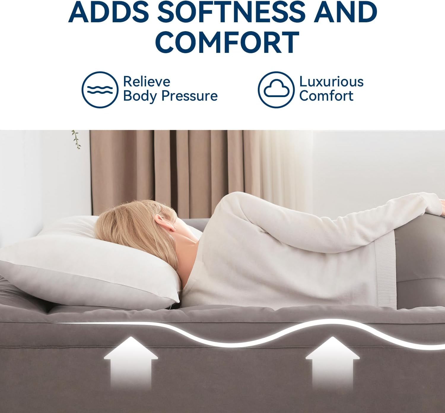 Thumbnail 2 de BDEUS Dual Layer 5 Inch Memory Foam Mattress Topper Twin XL (2" Gel Foam + 3" Pillow Top) for Dorm Rooms