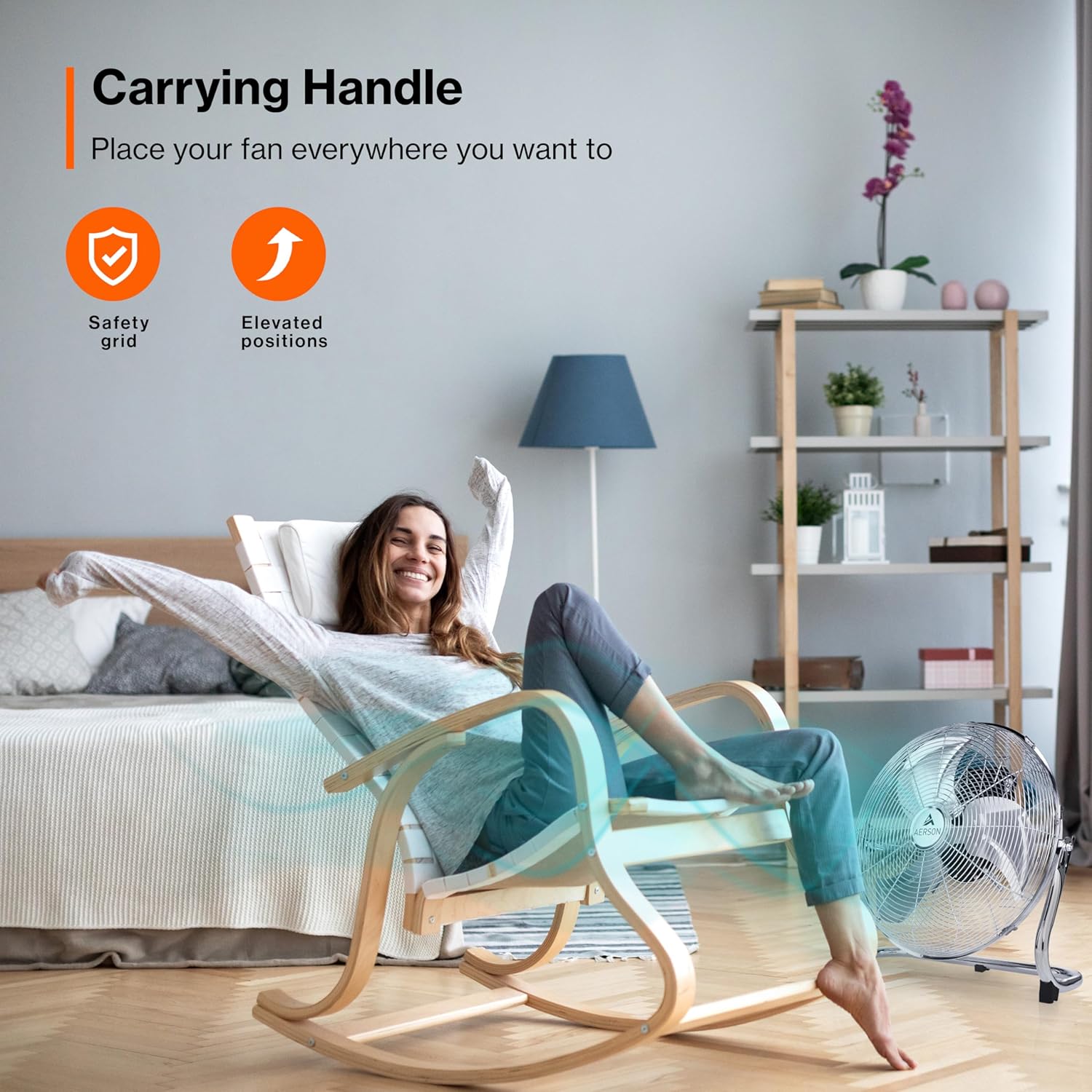 Thumbnail 5 de TRESKO AERSON ventilatore da pavimento 50 cm con 3 livelli di potenza e inclinazione fino a 110°